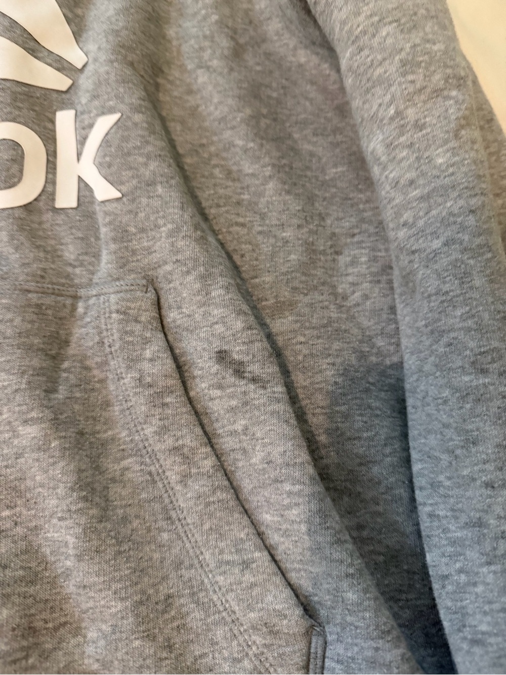 Reebok Gray Crewneck Hoodie with White Logo - Picture 3 of 3